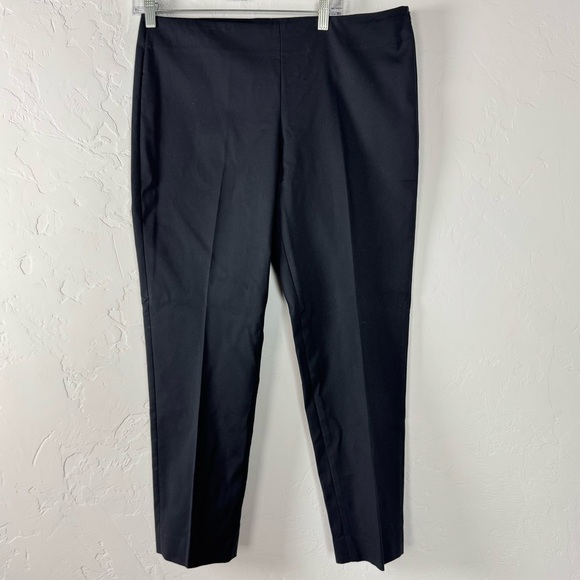 Blue Les‎ Copains Pants Dress Trousers Solid Black Flat Front Career Office Knit - Picture 1 of 9